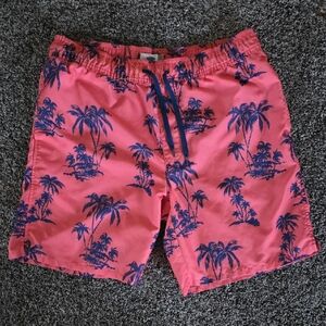 Old Navy Pink and Blue Palm Swim Trunks